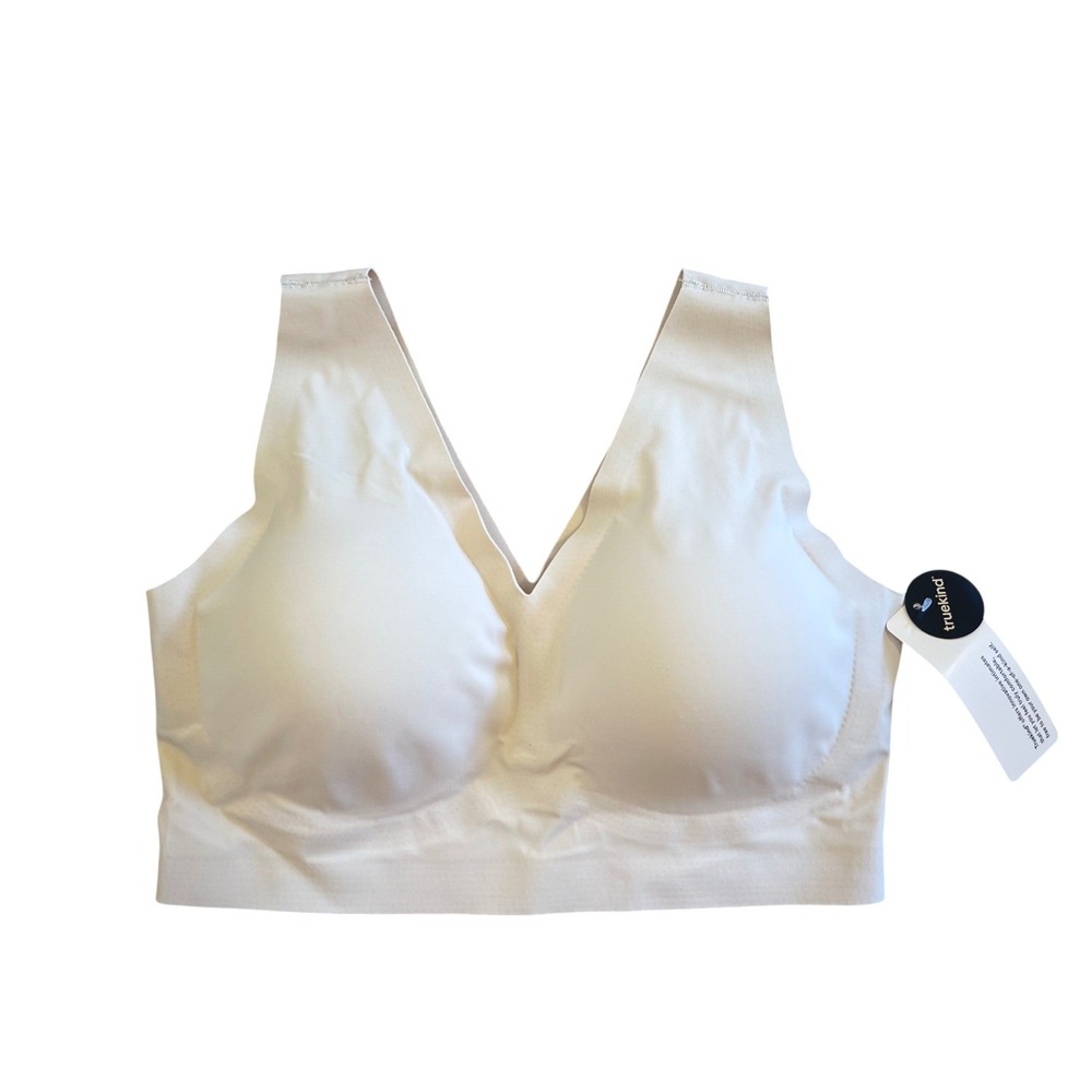 Truekind Everyday Comfort V-Neck Bralette Beige Seamless Wireless Bra Large NEW